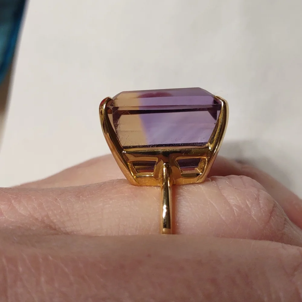 Ametrine ring 14kt yellow gold Large Statement Ring